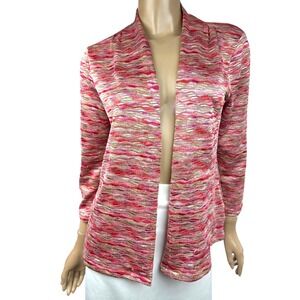 Jones New York Collection Size M Open Front Cardigan Top 3/4 Sleeve Pink Beige